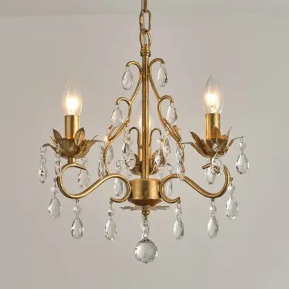 Vintage Crystal Mini Candelabra Chandelier for Dining Room Image - 5