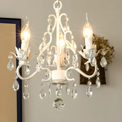 Vintage Crystal Mini Candelabra Chandelier for Dining Room Image - 6