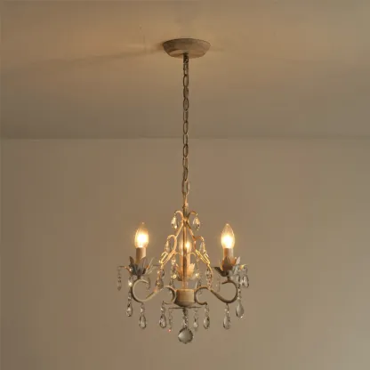 Vintage Crystal Mini Candelabra Chandelier for Dining Room Image - 8