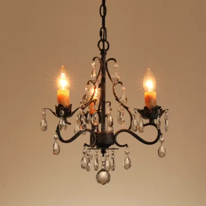 Vintage Crystal Mini Candelabra Chandelier for Dining Room Image - 11