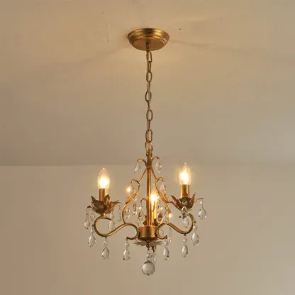 Vintage Crystal Mini Candelabra Chandelier for Dining Room Image - 12