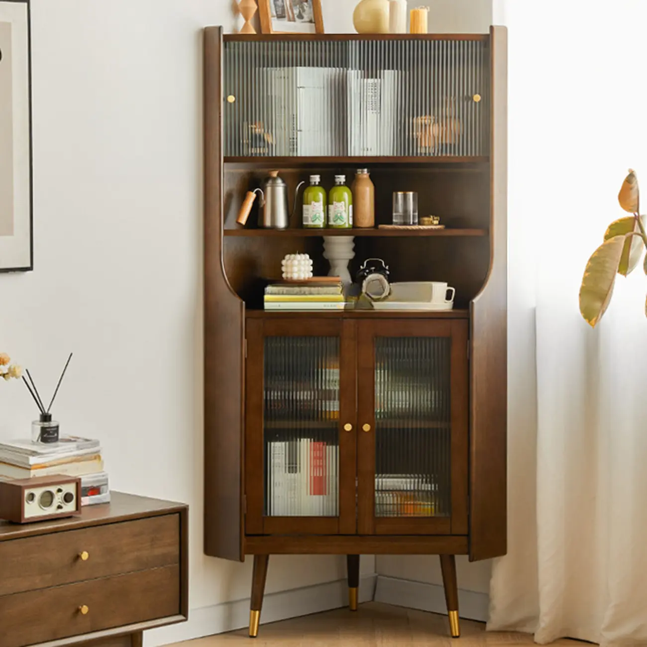 3 Legs Retro Wooden Kitchen Cabinet for Living Room Decor  Image - 1 | homeyfad