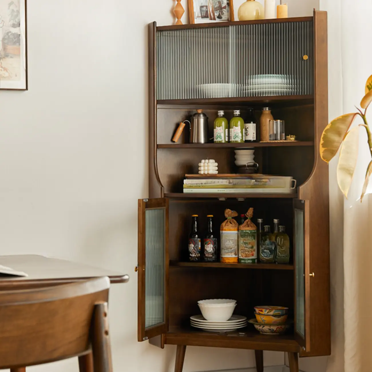 3 Legs Retro Wooden Kitchen Cabinet for Living Room Decor  Image - 2 | homeyfad