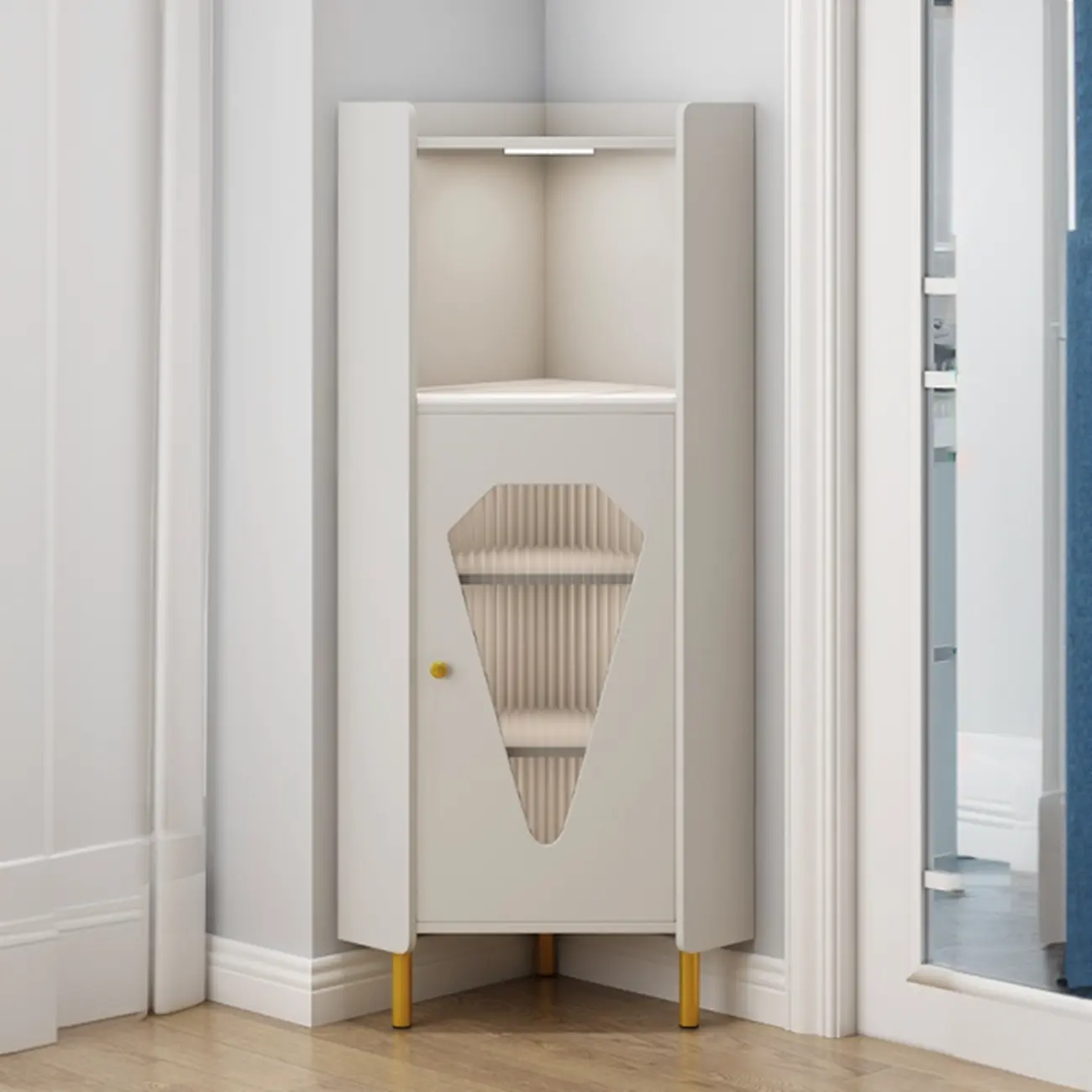 Wooden Lighting Kitchen Cabinet with Free-Standing Design  Image - 8 | homeyfad