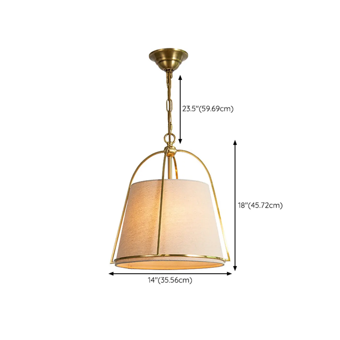 Vintage Fabric Drum Chandelier for Dining Room Decor #size