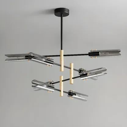 Modern Industrial Linear Chandelier with Adjustable Height Image - 8