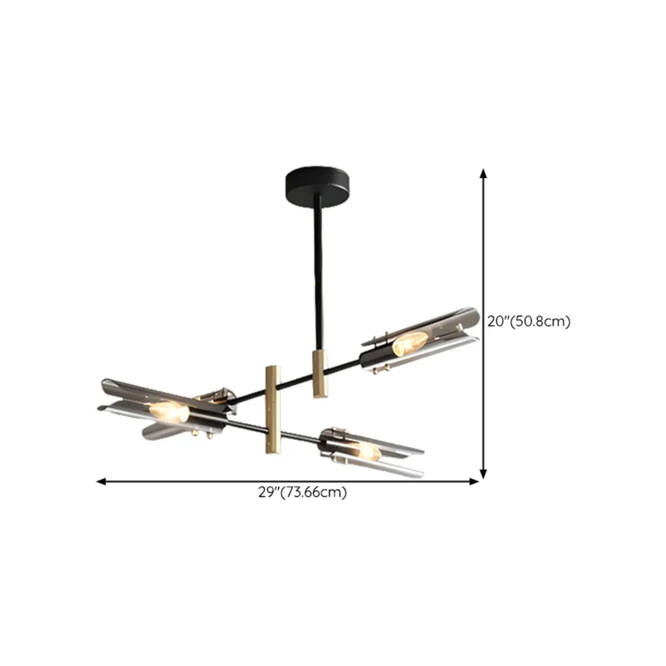 Modern Industrial Linear Chandelier with Adjustable Height #size