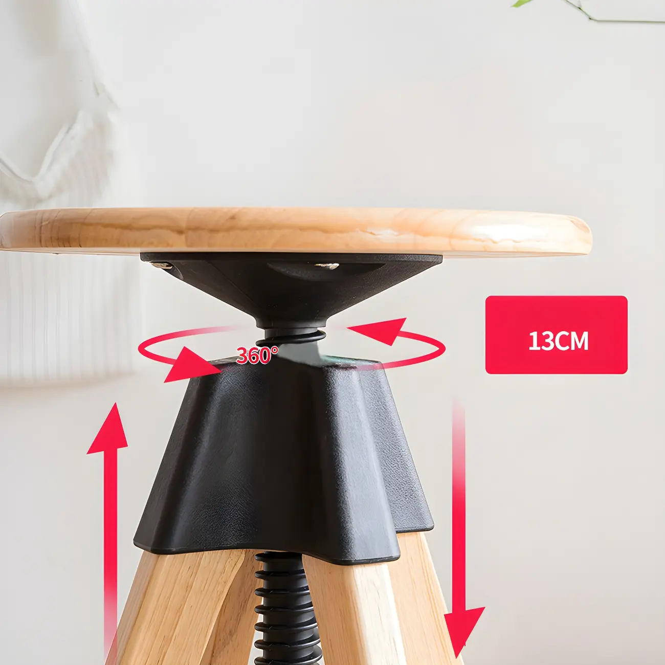 Adjustable Brown Wooden Swivel Backless Bar Stools Image - 11 | homeyfad