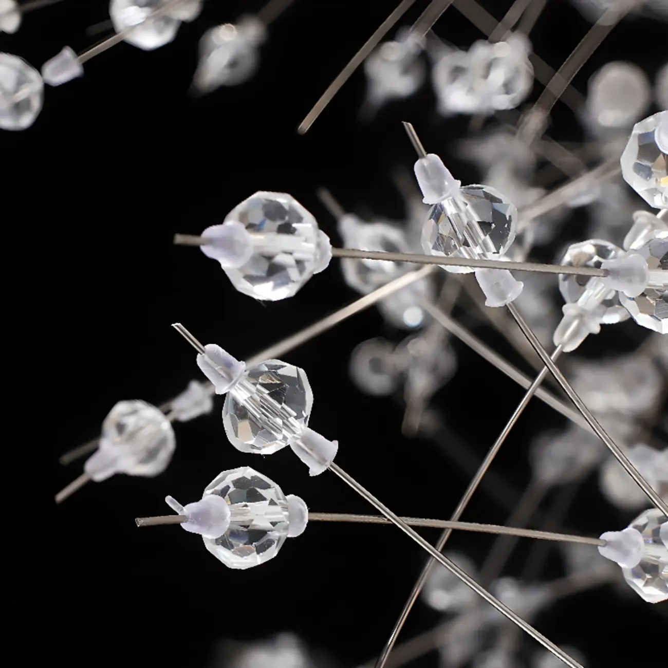 Modern Crystal Round Chandelier with Starburst Design Image - 9