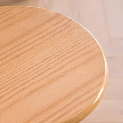 Adjustable Brown Wooden Swivel Backless Bar Stools Image - 12