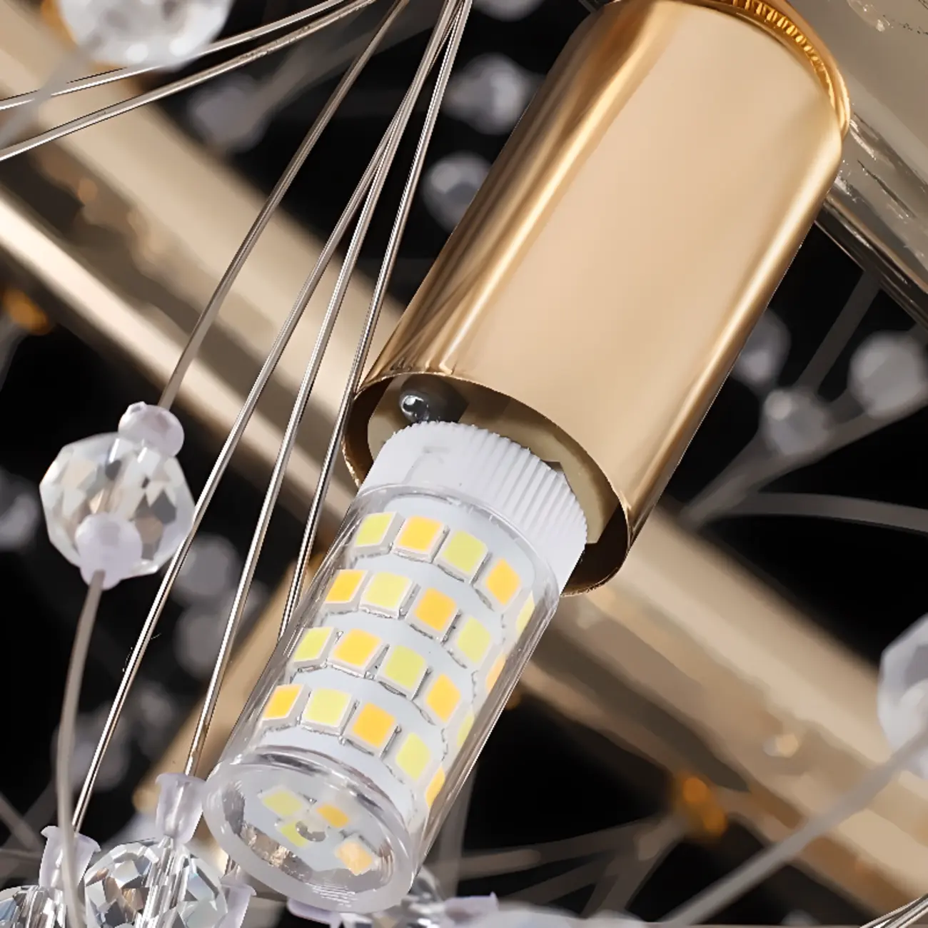 Modern Crystal Round Chandelier with Starburst Design  Image - 10 | homeyfad