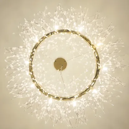Modern Crystal Round Chandelier with Starburst Design  Image - 11