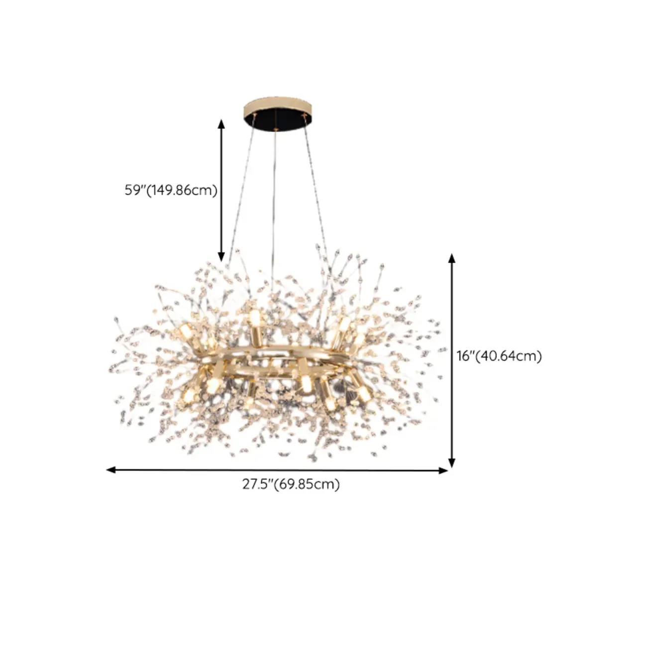 Modern Crystal Round Chandelier with Starburst Design  #size