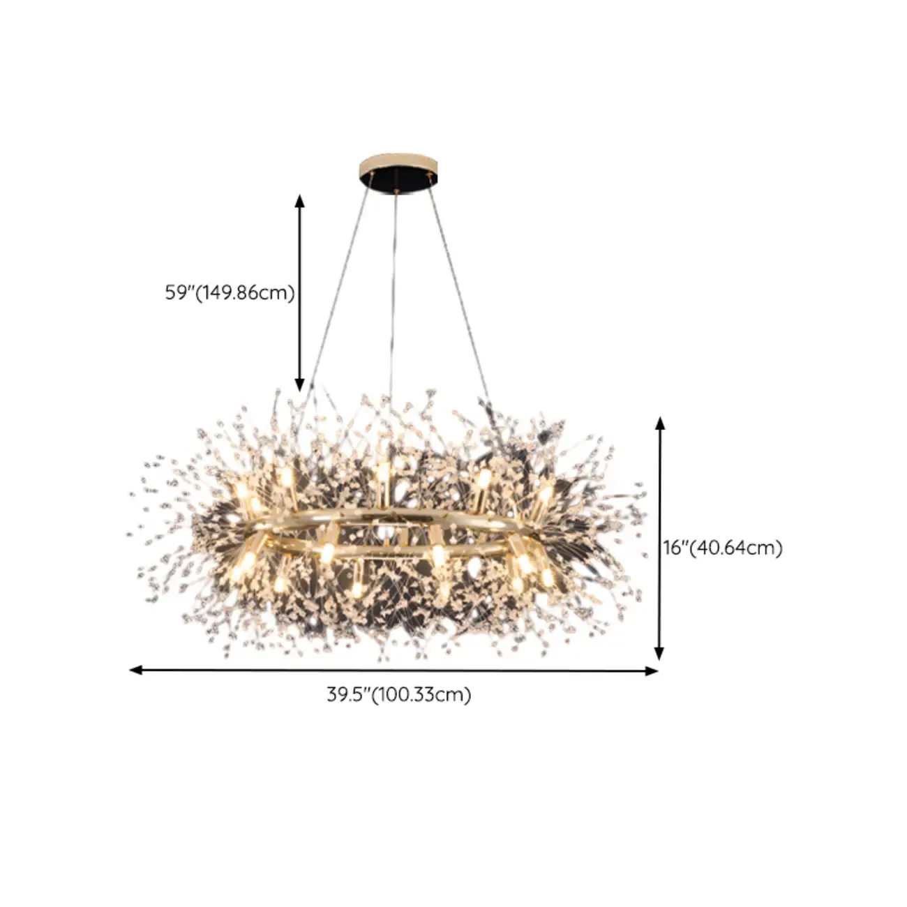 Modern Crystal Round Chandelier with Starburst Design Image - 13