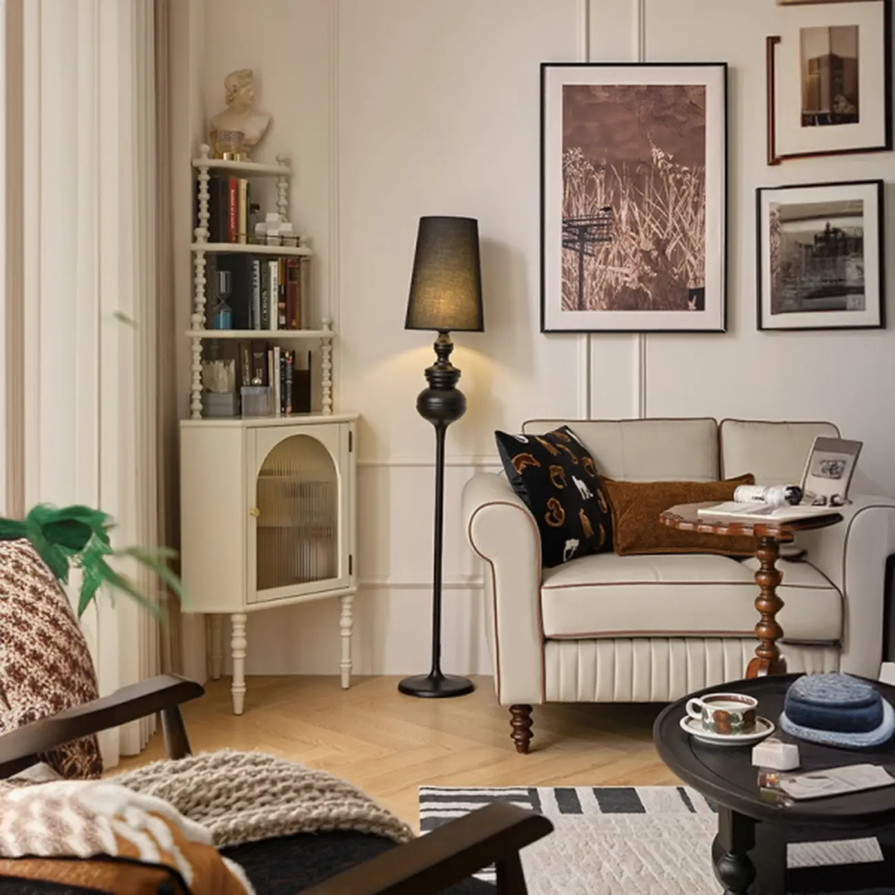 Elegant Corner Accent Cabinet with Glass Door & 3-Shelf Image - 3 | homeyfad