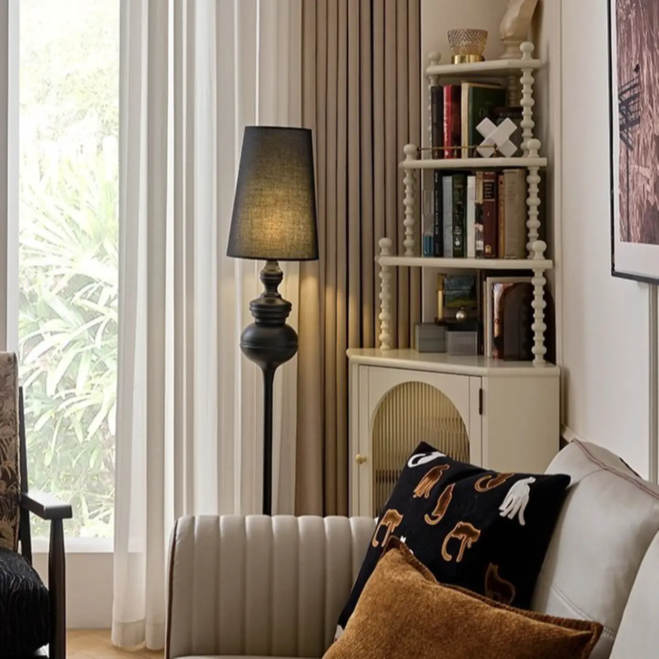 Elegant Corner Accent Cabinet with Glass Door & 3-Shelf Image - 4 | homeyfad