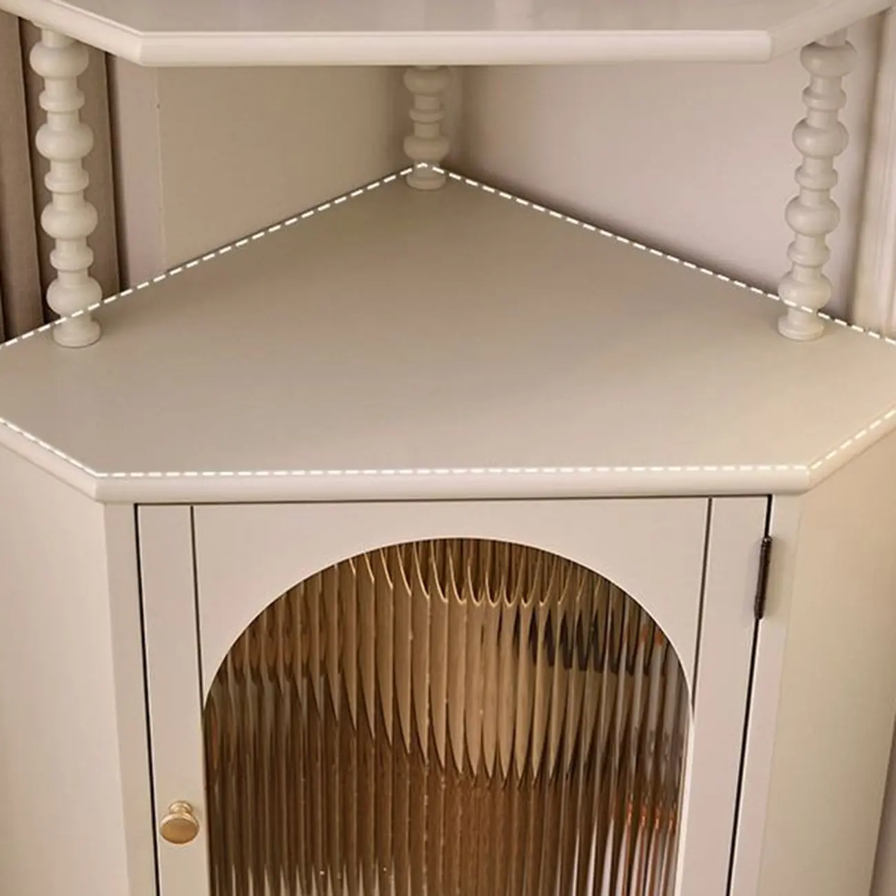 Elegant Corner Accent Cabinet with Glass Door & 3-Shelf Image - 6 | homeyfad