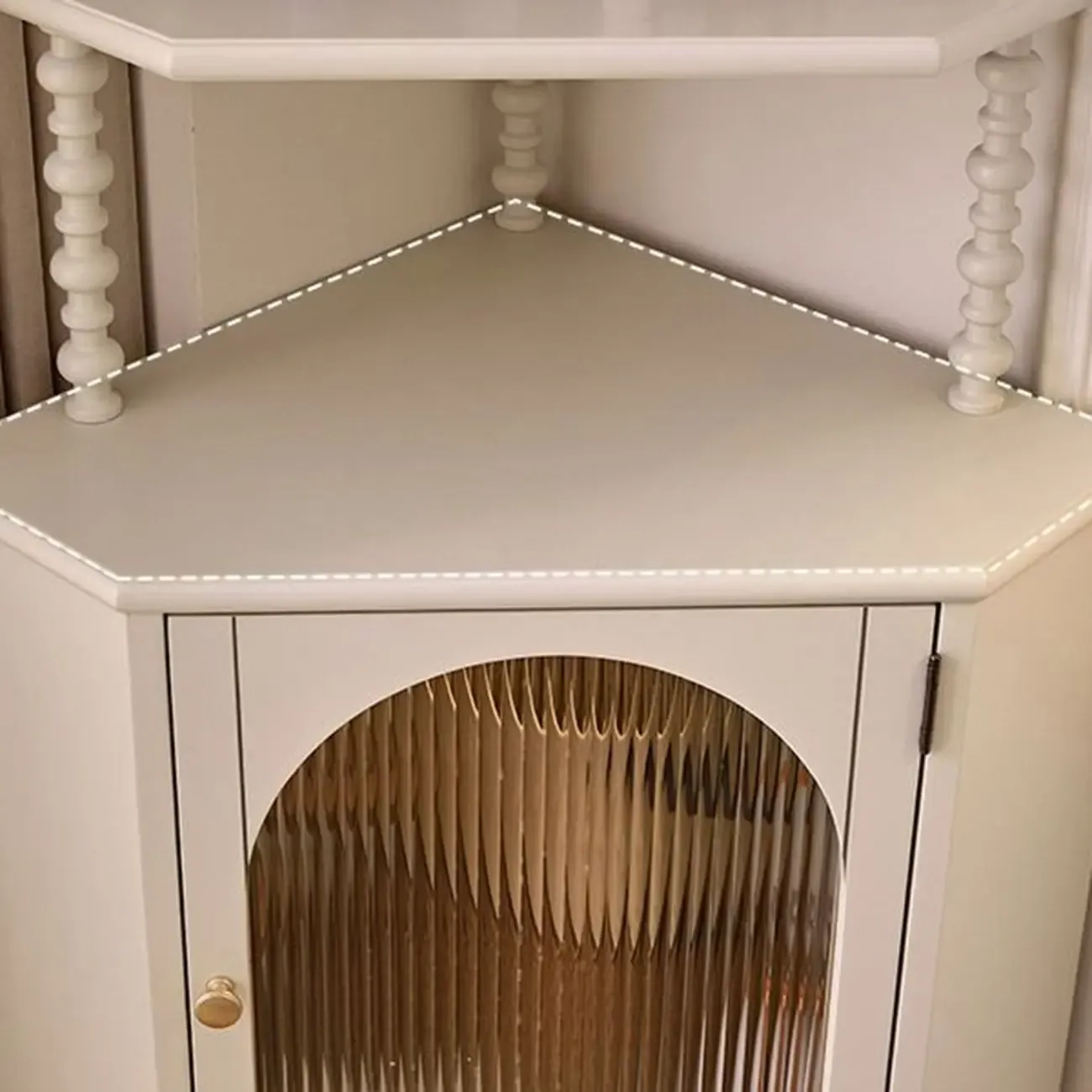 Elegant Corner Accent Cabinet with Glass Door & 3-Shelf Image - 6
