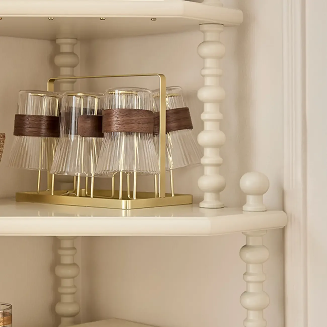 Elegant Corner Accent Cabinet with Glass Door & 3-Shelf Image - 8