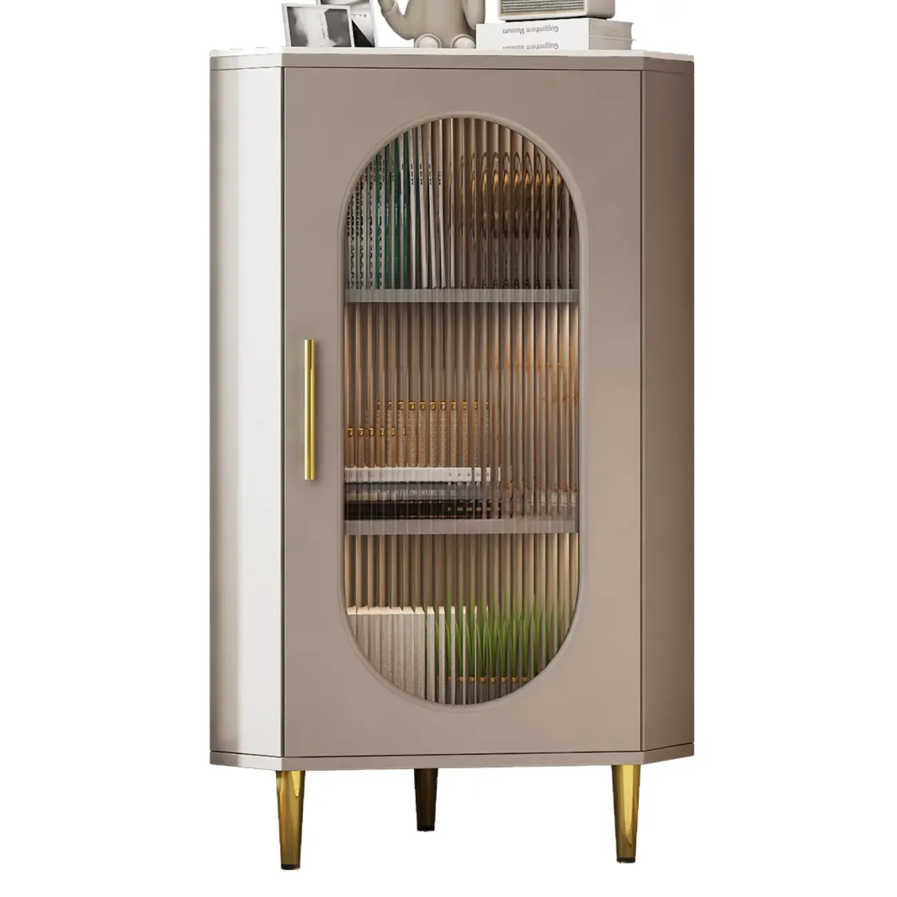Freestanding Indoor Corner Cabinet with Glass Door and Light | HomeyFad