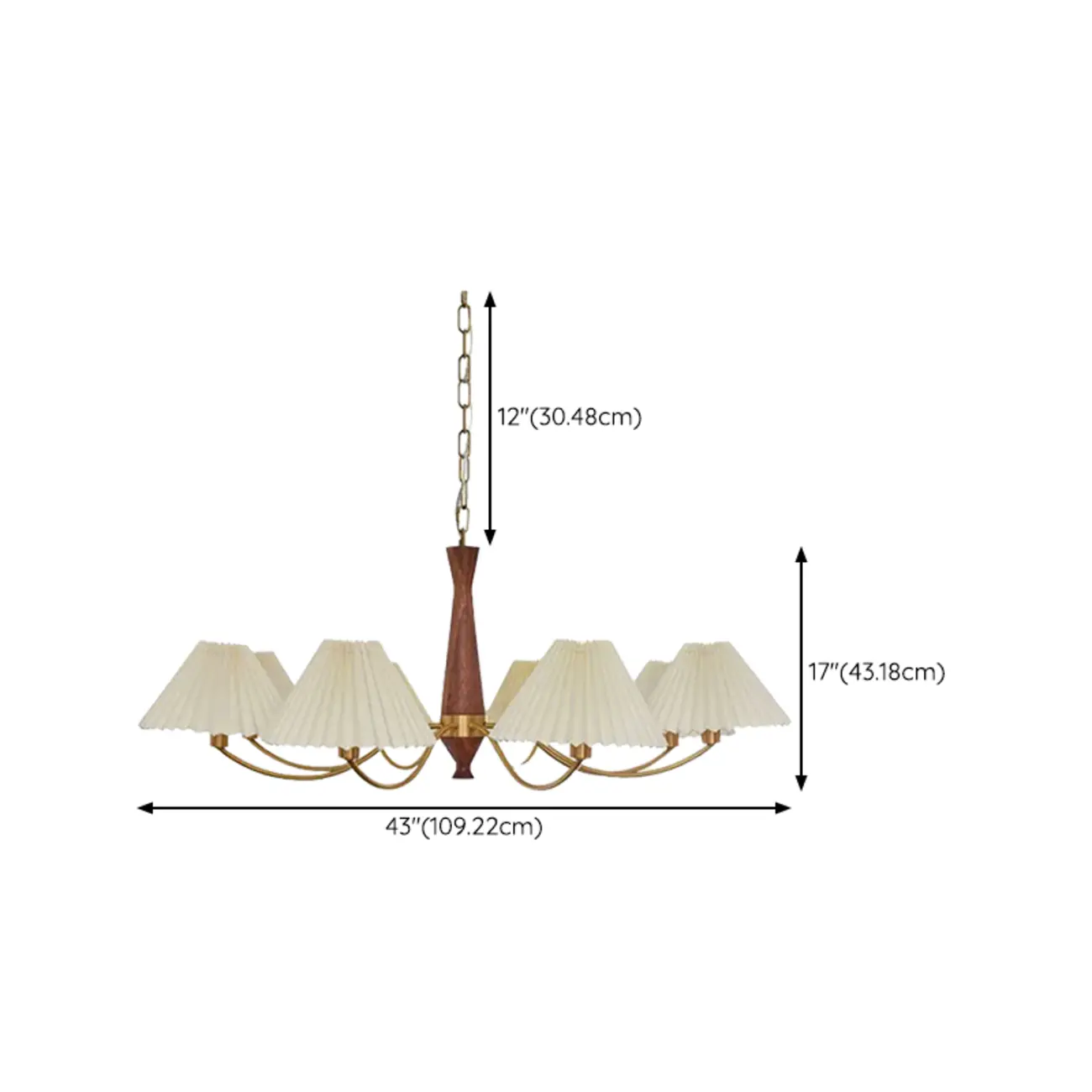 Vintage Wooden Chandelier with Beige Pleated LampShade Image - 16 | homeyfad