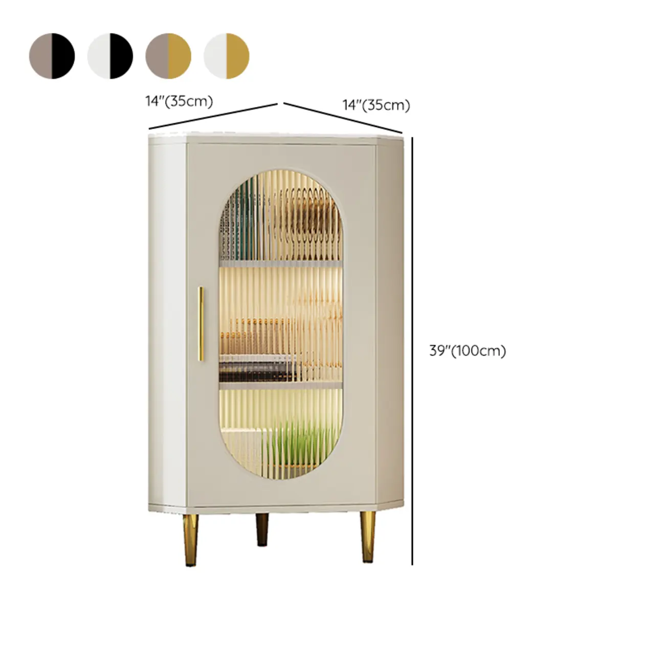Freestanding Indoor Corner Cabinet with Glass Door and Light #size | homeyfad