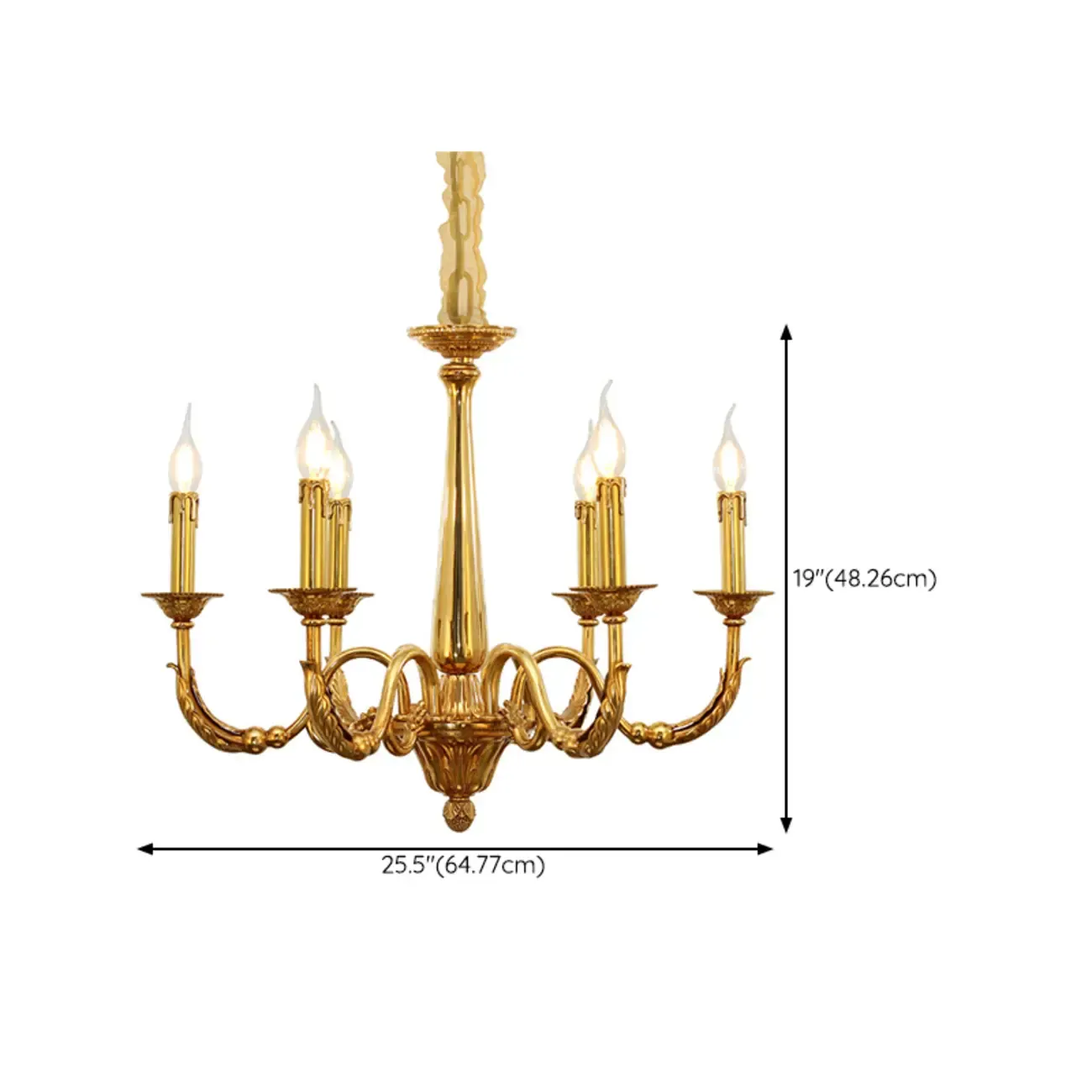 Vintage Brass Candelabra Chandelier for Living Room #size