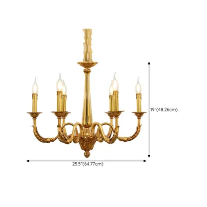 Vintage Brass Candelabra Chandelier for Living Room #size