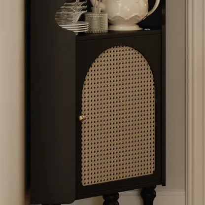 Wooden Black Corner Cabinet for Living Room with Art Deco  Image - 7