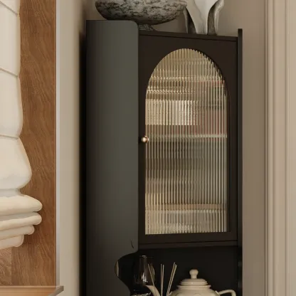 Wooden Black Corner Cabinet for Living Room with Art Deco  Image - 8