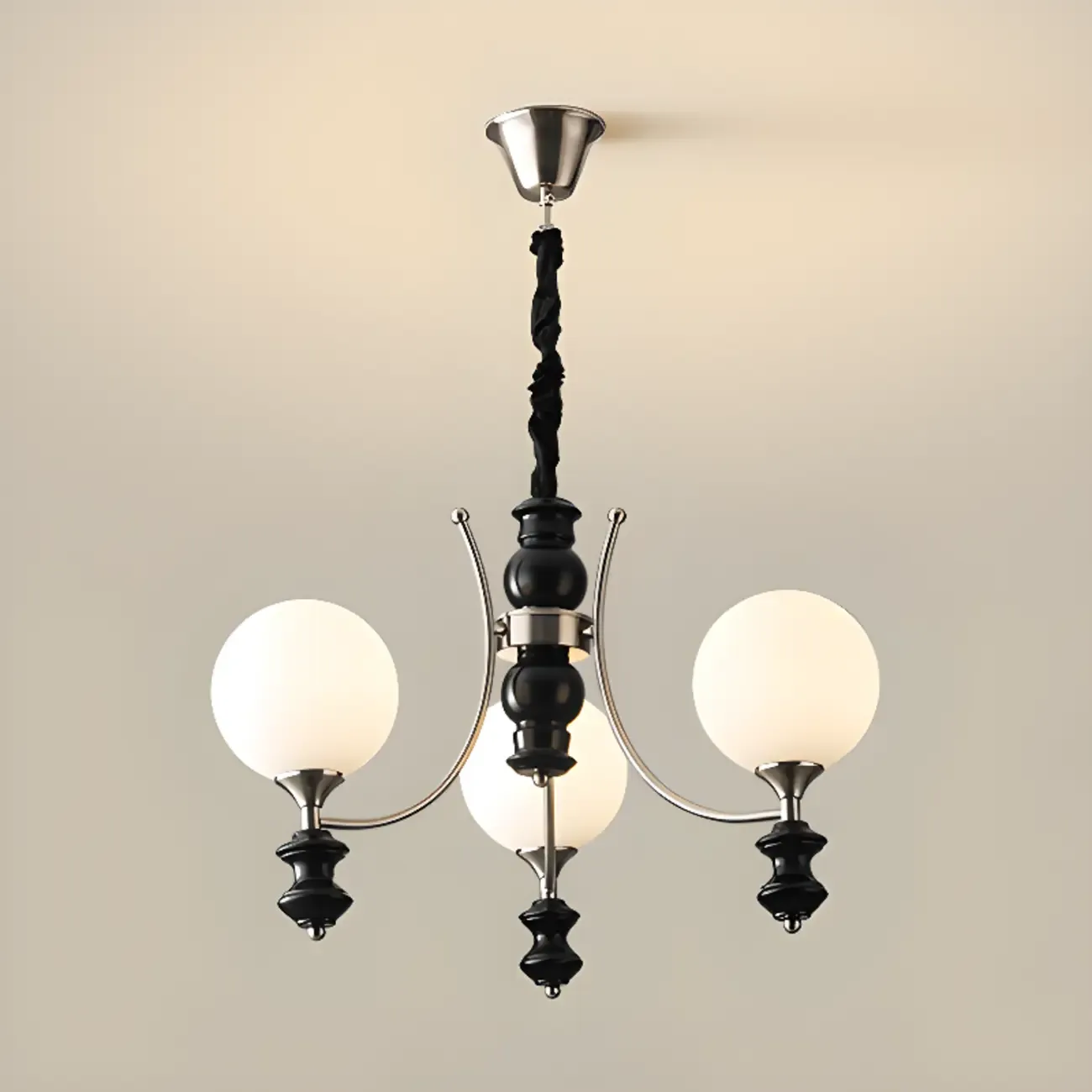 Multi-Light Globe Chandelier with White Glass Shades Image - 2