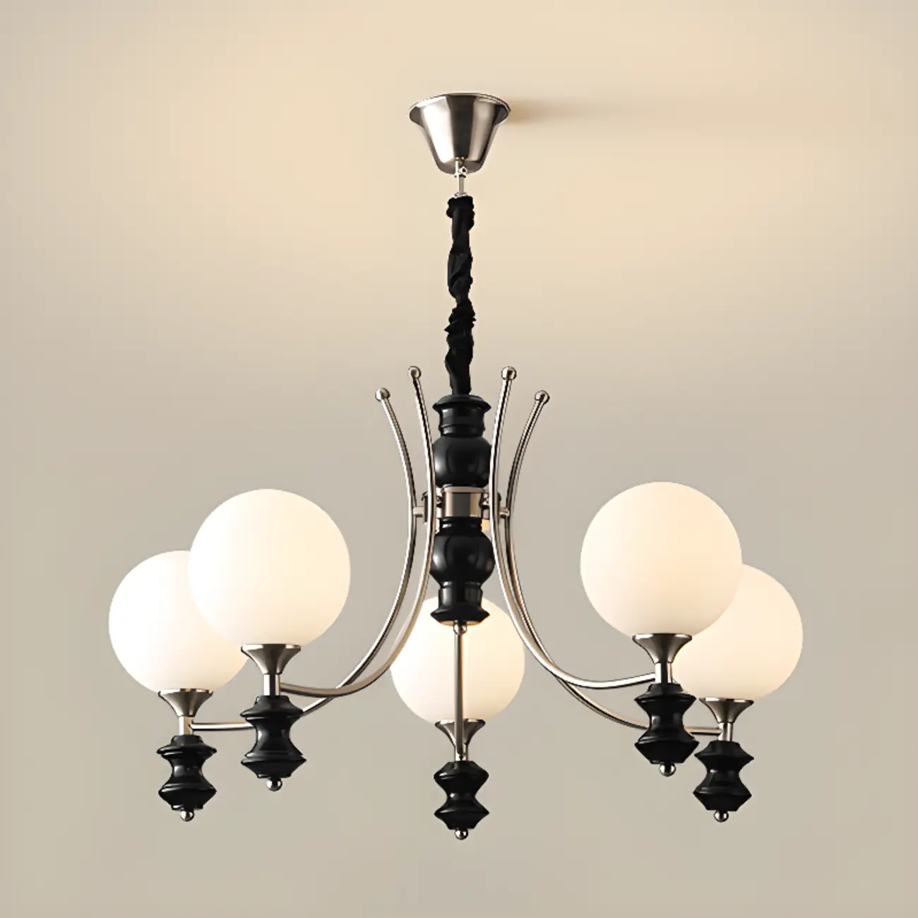 Multi-Light Globe Chandelier with White Glass Shades Image - 3 | homeyfad