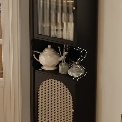 Wooden Black Corner Cabinet for Living Room with Art Deco  Image - 10