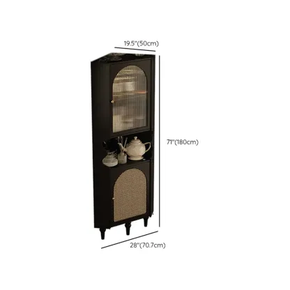 Wooden Black Corner Cabinet for Living Room with Art Deco  #size