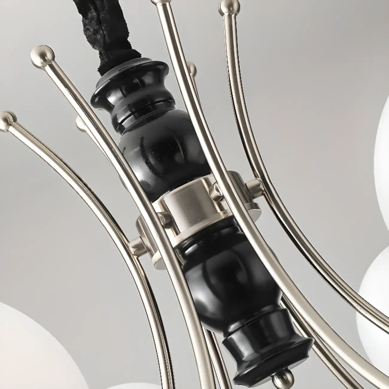 Multi-Light Globe Chandelier with White Glass Shades Image - 9