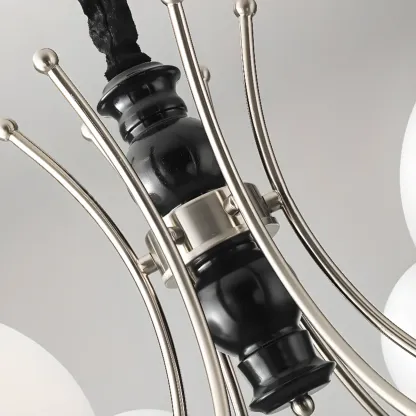 Multi-Light Globe Chandelier with White Glass Shades Image - 9