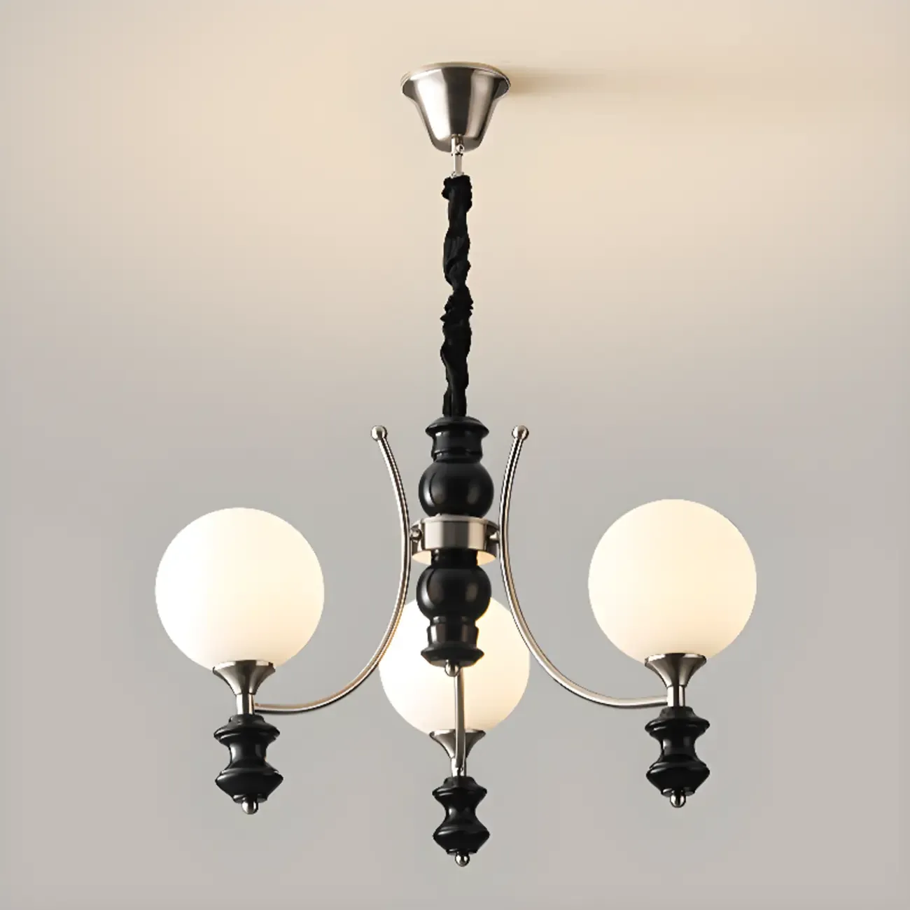 Multi-Light Globe Chandelier with White Glass Shades Image - 12