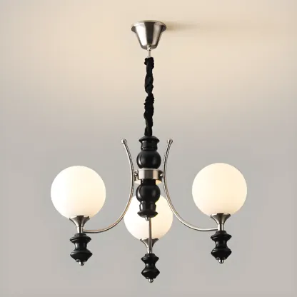 Multi-Light Globe Chandelier with White Glass Shades Image - 12