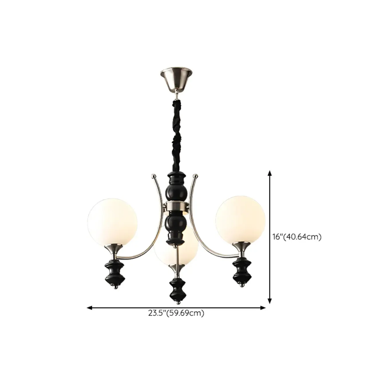 Multi-Light Globe Chandelier with White Glass Shades #size