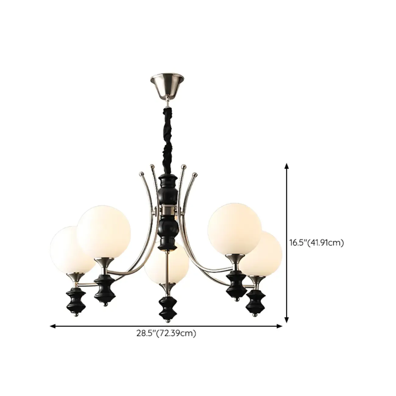 Multi-Light Globe Chandelier with White Glass Shades Image - 15