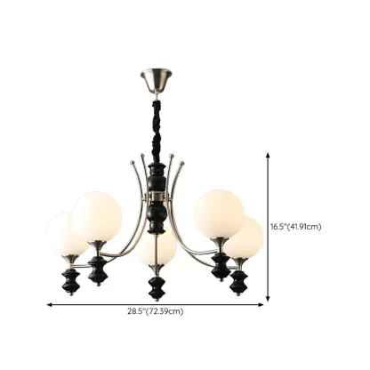 Multi-Light Globe Chandelier with White Glass Shades Image - 15