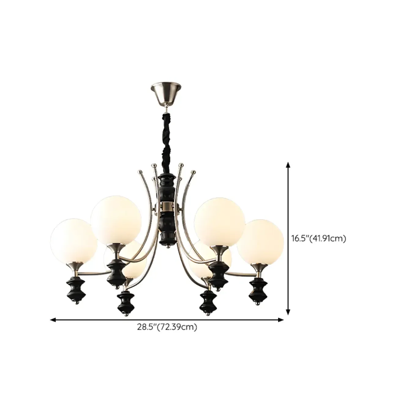 Multi-Light Globe Chandelier with White Glass Shades Image - 16