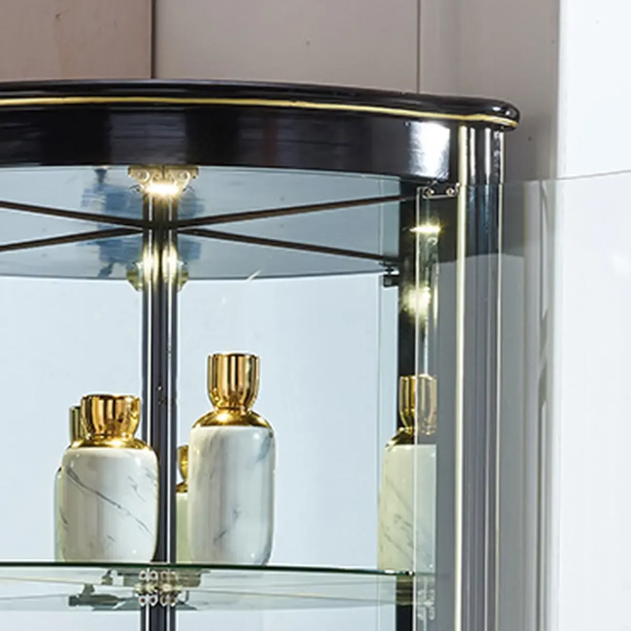 Tall Antique Black Corner Cabinet for Living Room Decor Image - 10