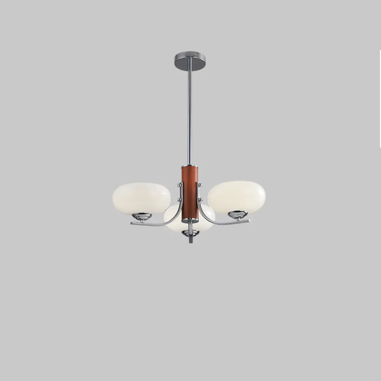 Modern Glass and Metal Chandelier with Drum Lampshape Image - 2 | homeyfad