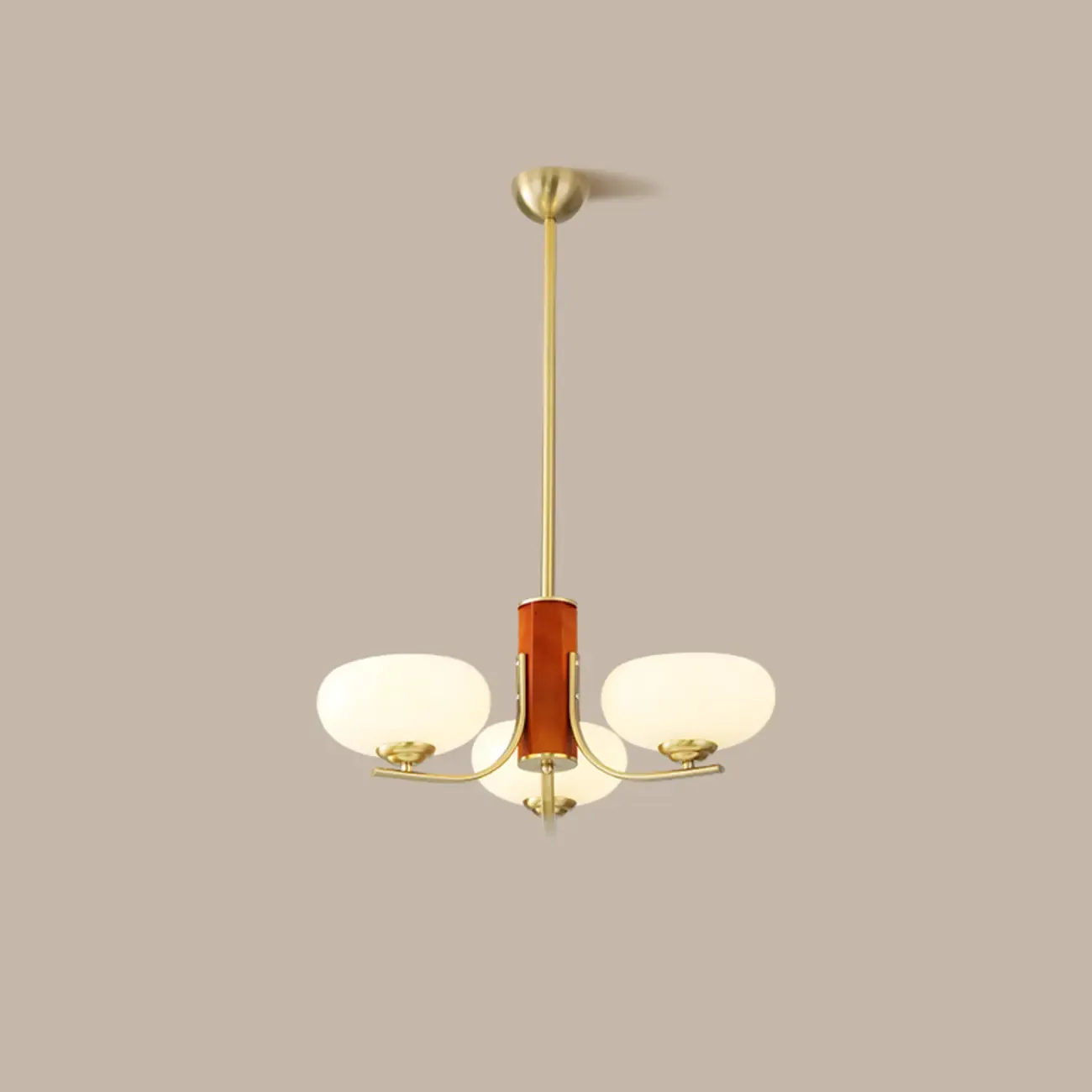 Modern Glass and Metal Chandelier with Drum Lampshape Image - 10