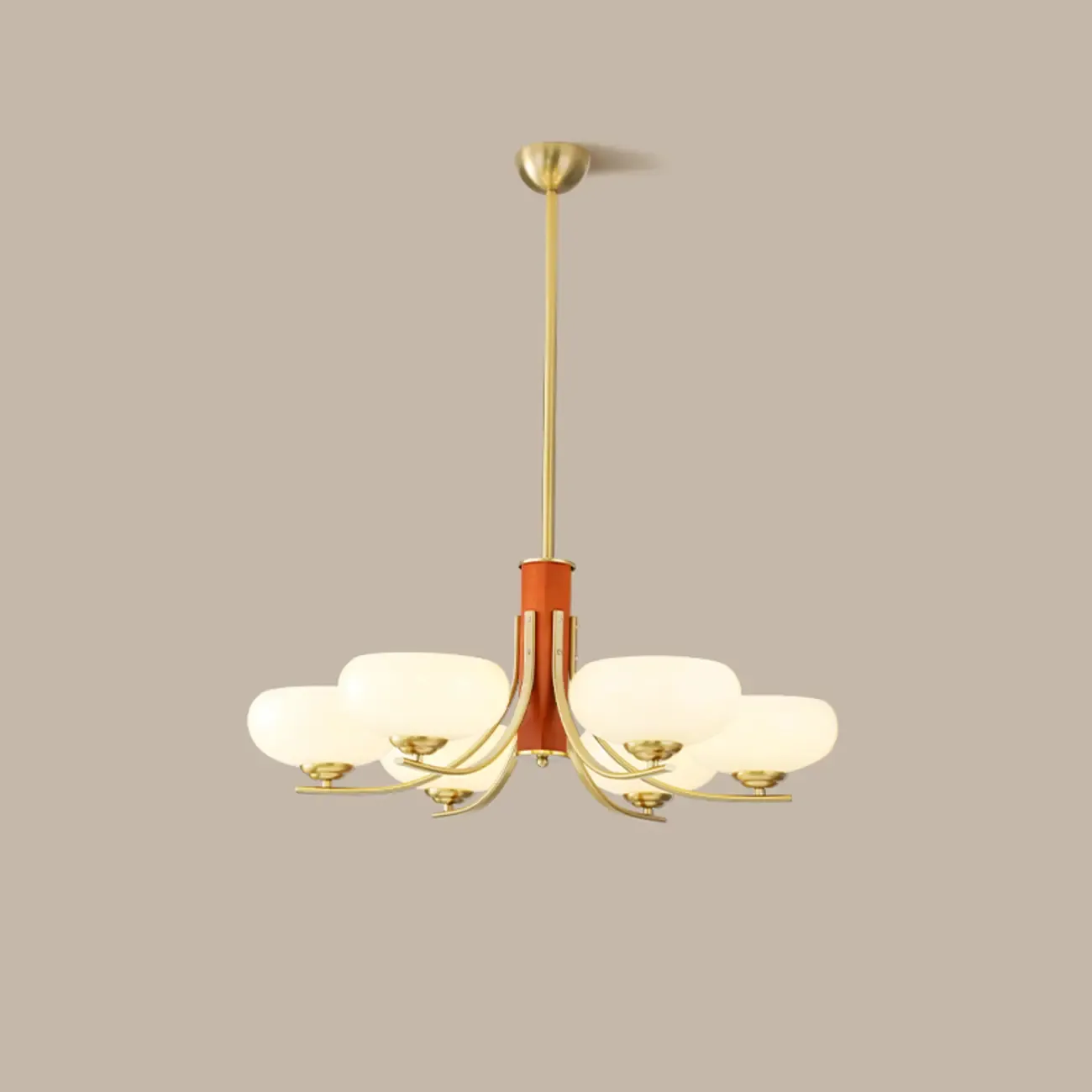 Modern Glass and Metal Chandelier with Drum Lampshape Image - 12