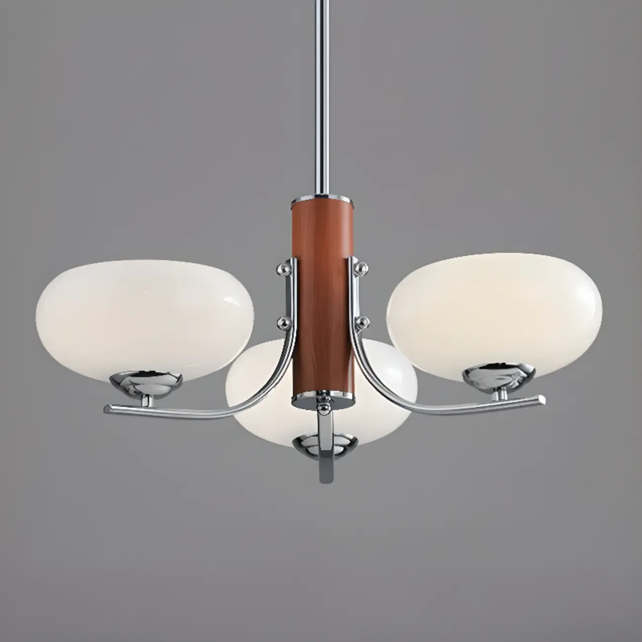 Modern Glass and Metal Chandelier with Drum Lampshape Image - 15