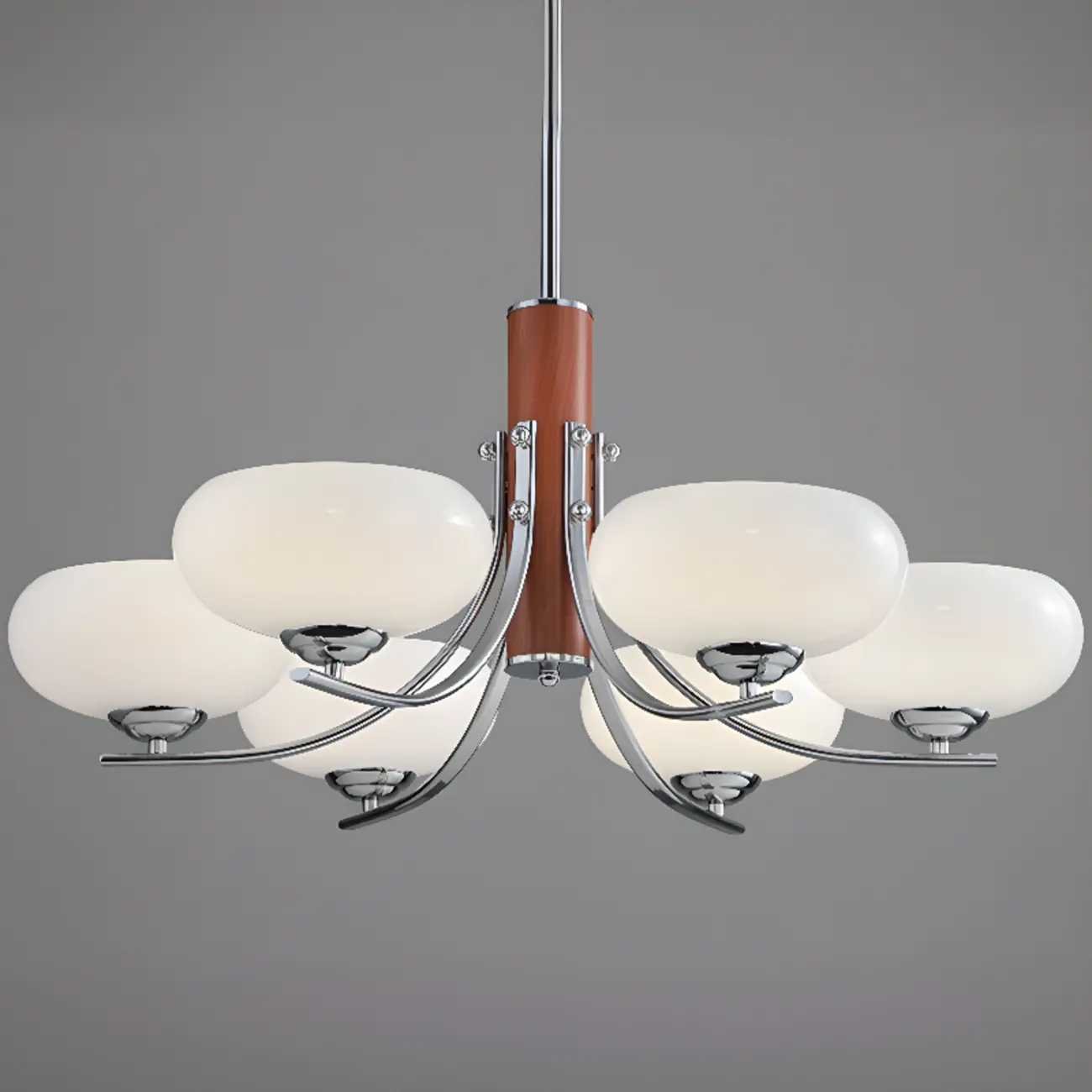 Modern Glass and Metal Chandelier with Drum Lampshape Image - 16 | homeyfad