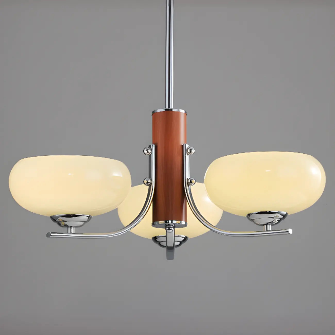 Modern Glass and Metal Chandelier with Drum Lampshape Image - 17 | homeyfad