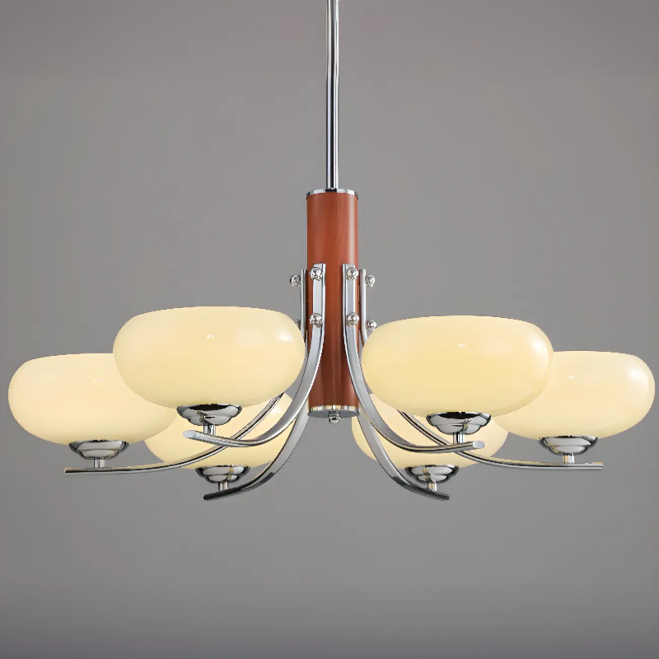 Modern Glass and Metal Chandelier with Drum Lampshape Image - 18 | homeyfad